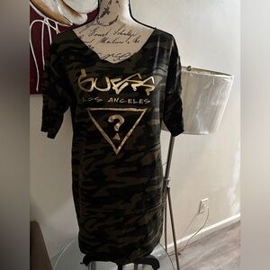 Camo Distressed Shredded Back T-Shirt